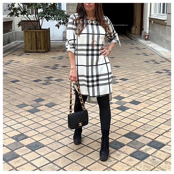09 PARIS CHIC PLAID TUNIC TOP DRESS - Picture 5 of 7